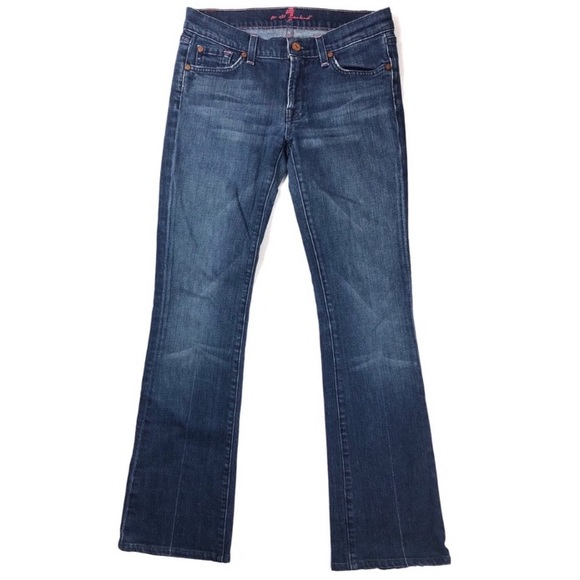 7 For All Mankind Sz 27 Pink Thread Bootcut Jeans - Picture 2 of 5